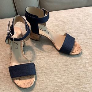 Denim block heel Unisa sandals size 6.5